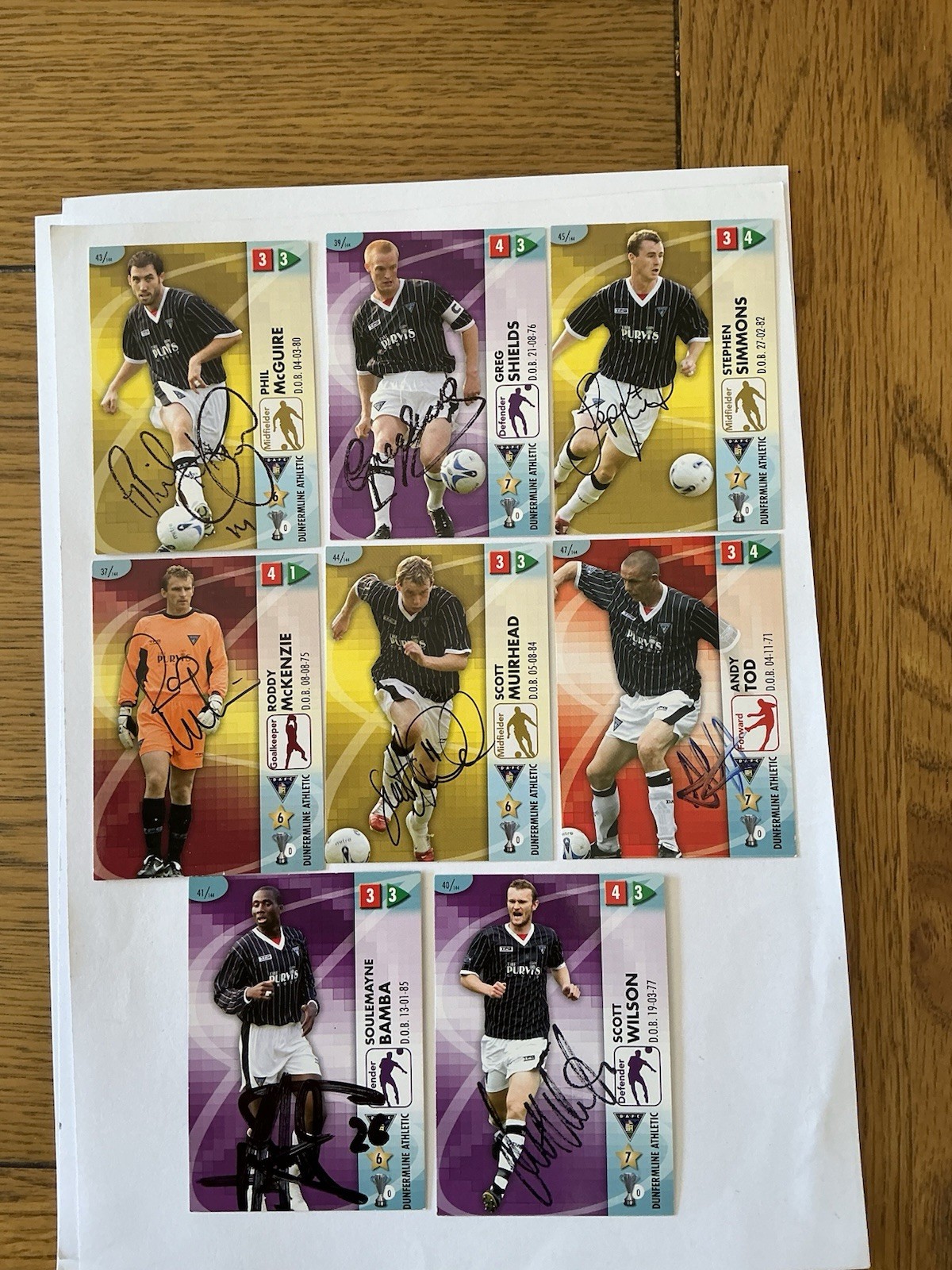 8 Signed DUNFERMLINE ATHLETIC Cards. for sale on Ebay