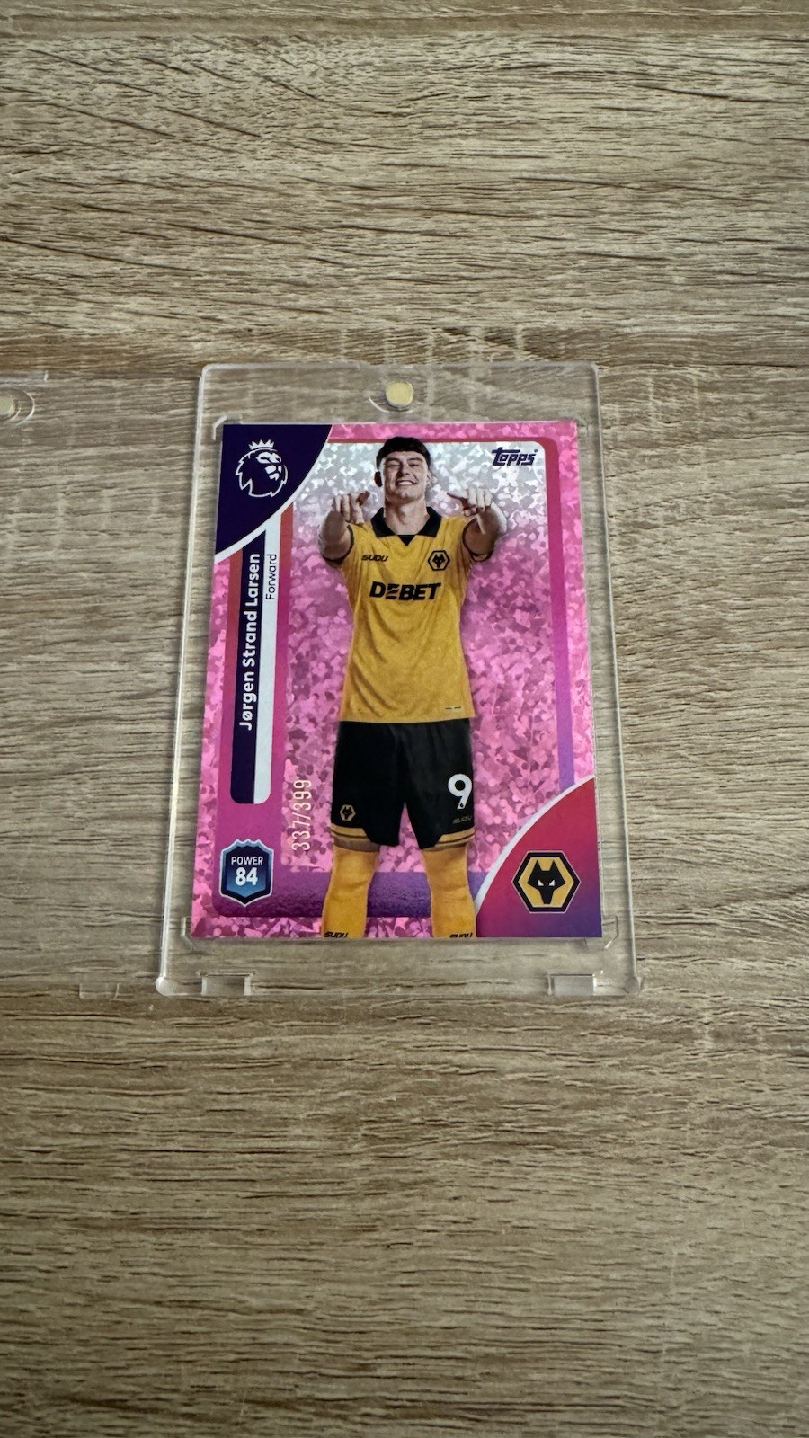 Jørgen Strand Larsen Wolves Topps Premier League 2026 Pink Parallel 337/399 Rare for sale on Ebay