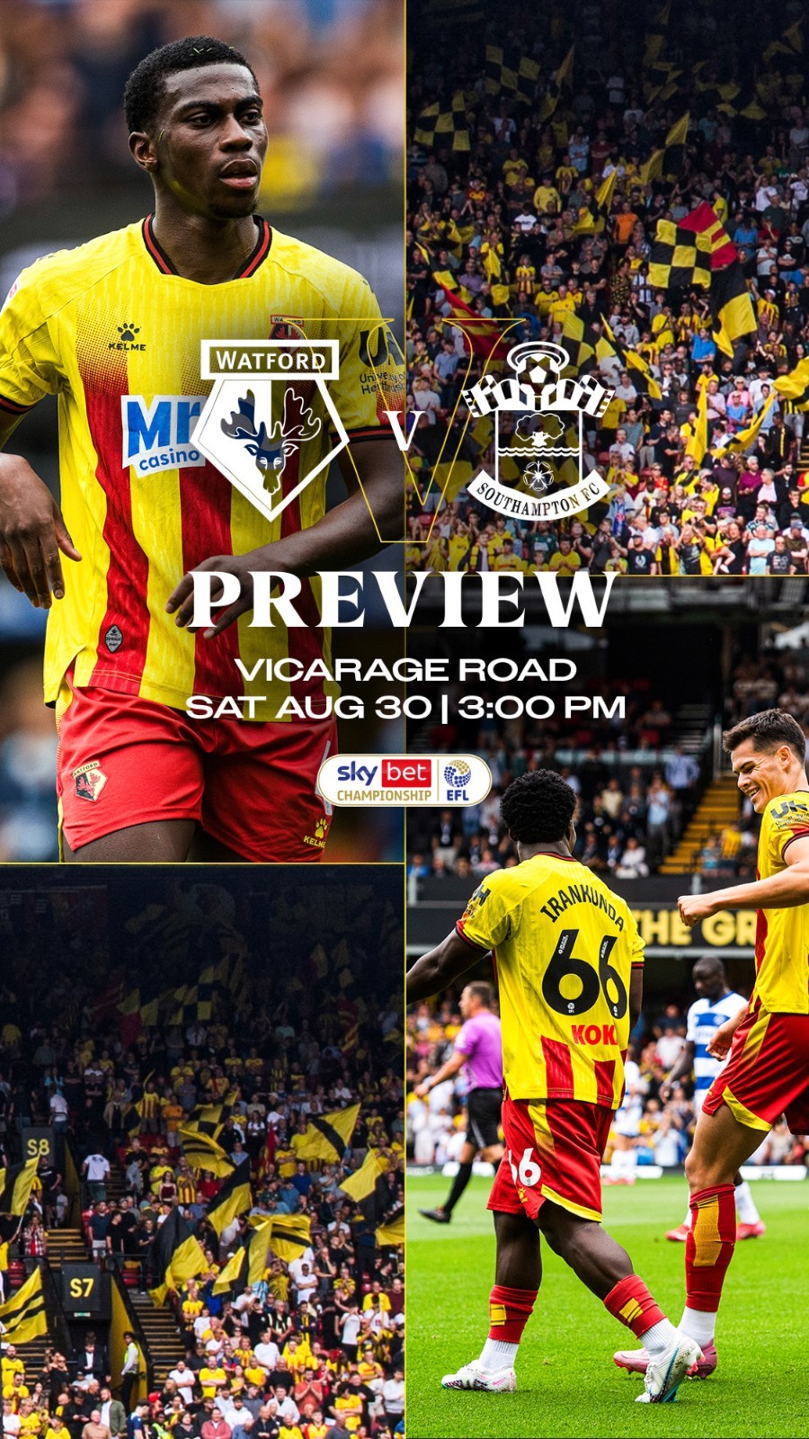 Watford v Southampton Saturday 30th August 2025 for sale on Ebay