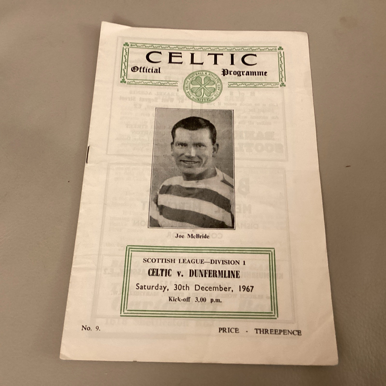 1967/8 Celtic v Dunfermline 30 December 1967 Scottish Division 1 Lennox McNeill for sale on Ebay