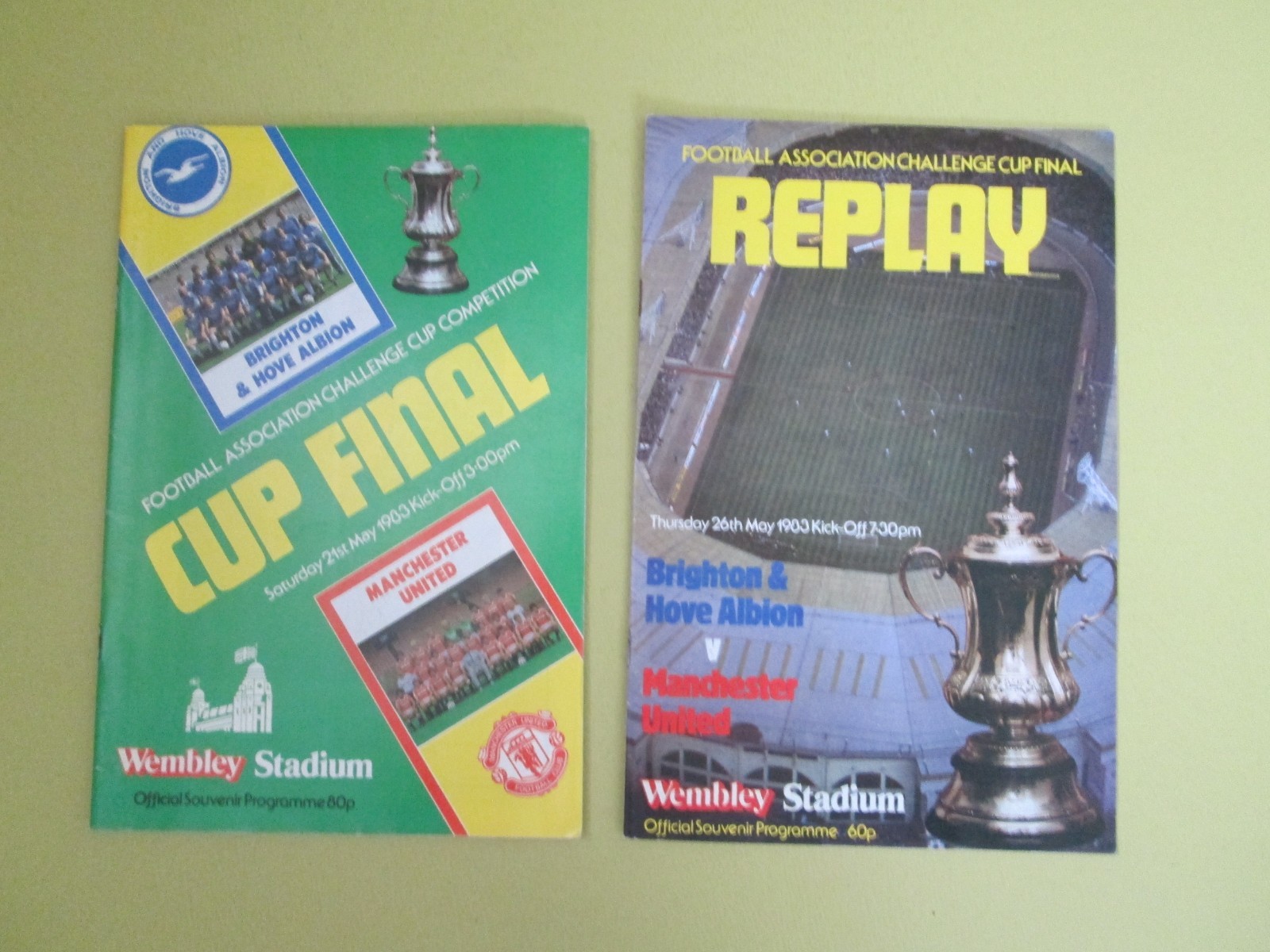 BOTH THE FA CUP PROGRAMMES - 1983 - BRIGHTON & HOVE ALBION  V MANCHESTER UNITED for sale on Ebay