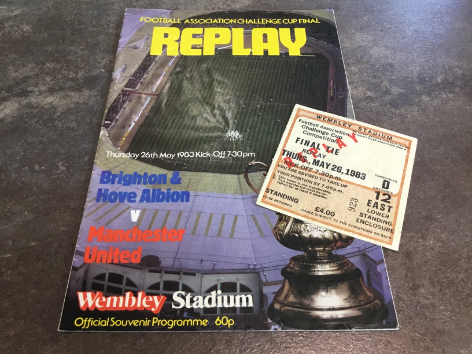Brighton v Manchester United 26 May 1983 FA Cup Final Replay + Match Ticket for sale on Ebay