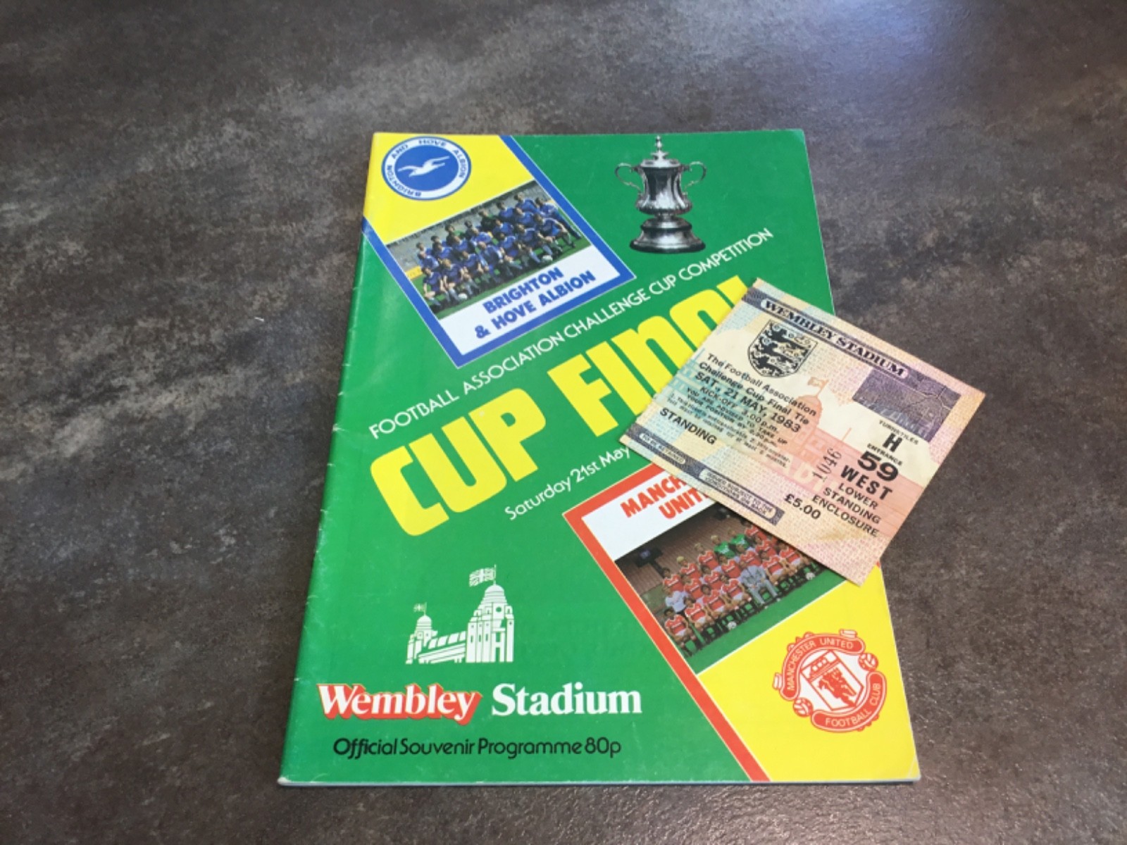 Brighton v Manchester United 21 May 1983 FA Cup Final + Match Ticket for sale on Ebay