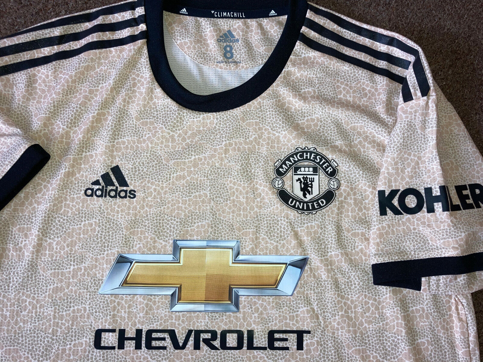 MANCHESTER UNITED PLAYER ISSUE ADIDAS AWAY SHIRT SIZE 8 BRAND NEW for sale on Ebay