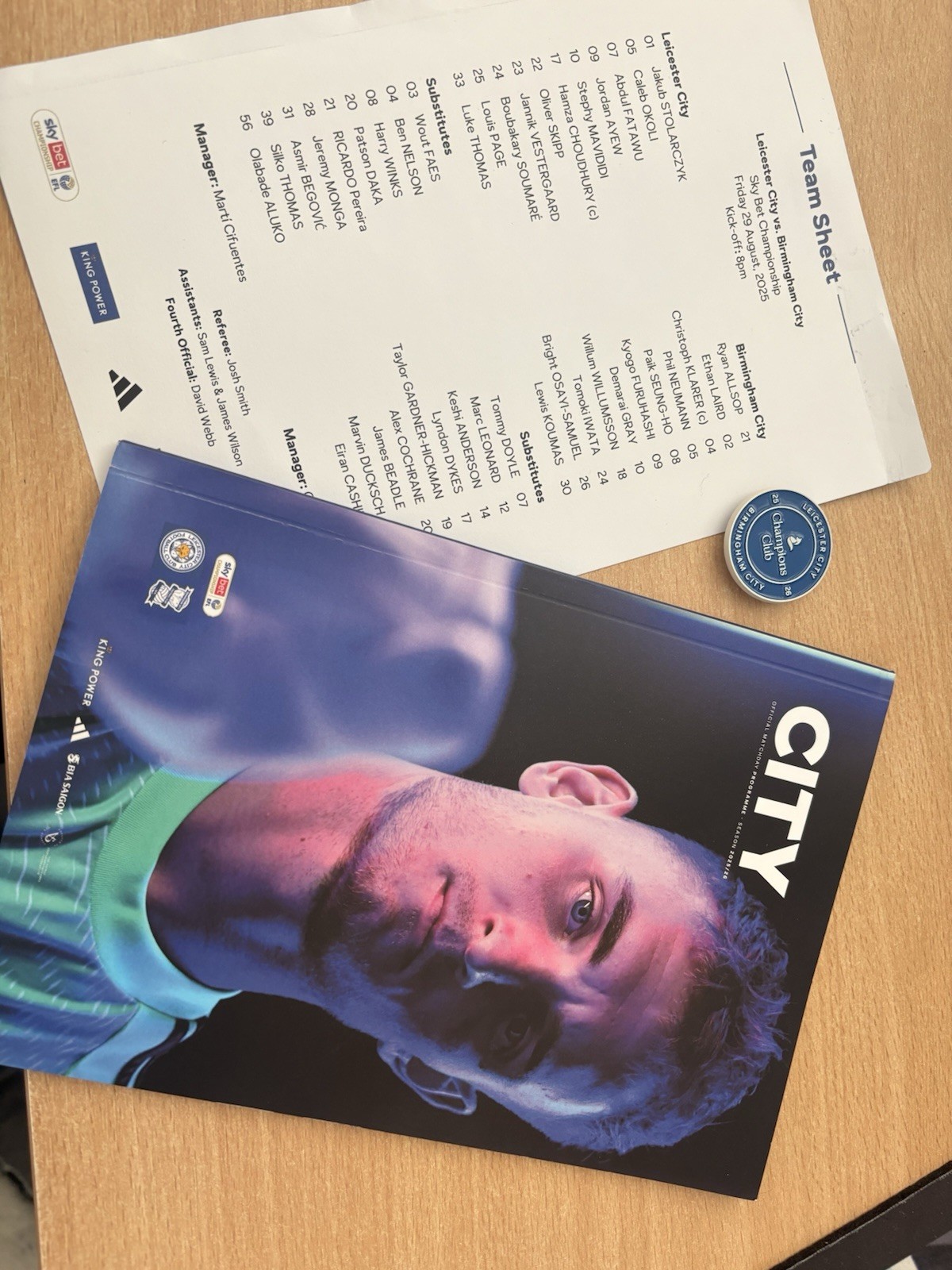 Leicester City V Birmingham City 2025 Programme With Badge And Team Sheet for sale on Ebay