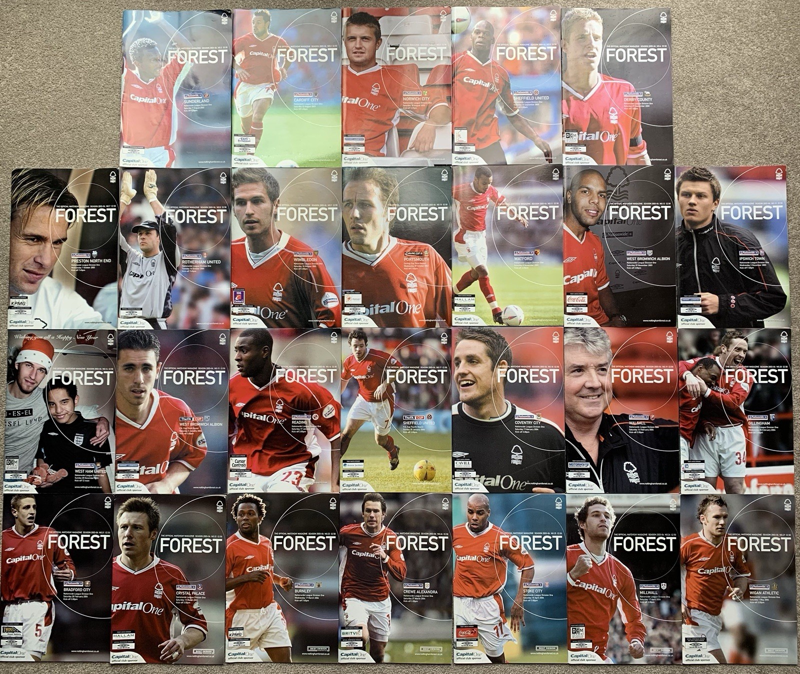 NOTTINGHAM FOREST FC 2003 2004 COMPLETE SEASON FOOTBALL PROGRAMME COLLECTION LOT for sale on Ebay