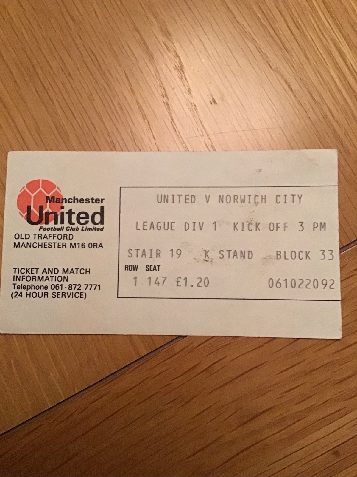 Manchester United v Norwich Ticket Stub (think 1976/77) Season for sale on Ebay
