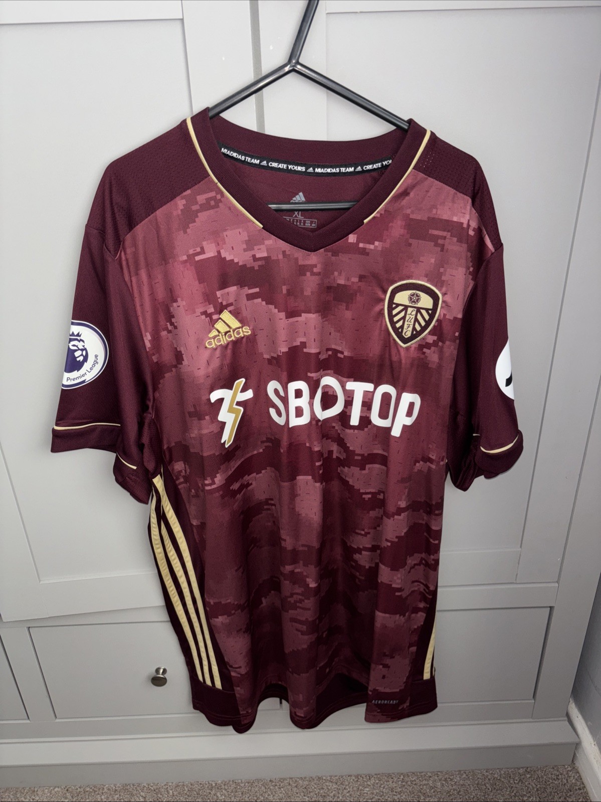 Authentic Leeds United Adidas Third Shirt Maroon 2020/21 - Size Extra Large XL for sale on Ebay