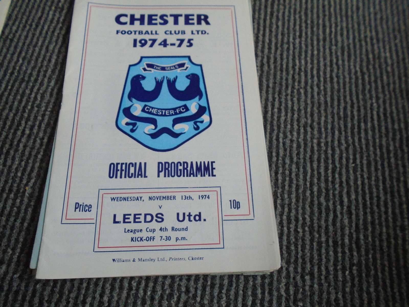 CHESTER V LEEDS UNITED 1974-5 FL CUP for sale on Ebay