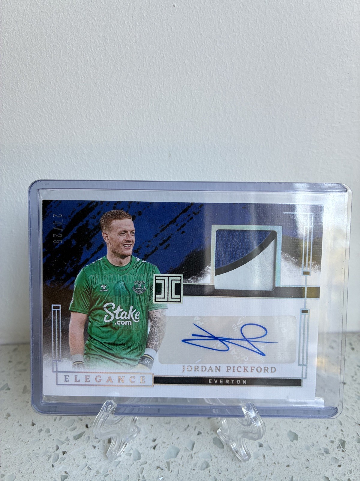 2023-24 Panini Impeccable EPL Jordan Pickford Elegance Auto Relic 24/25 Everton for sale on Ebay