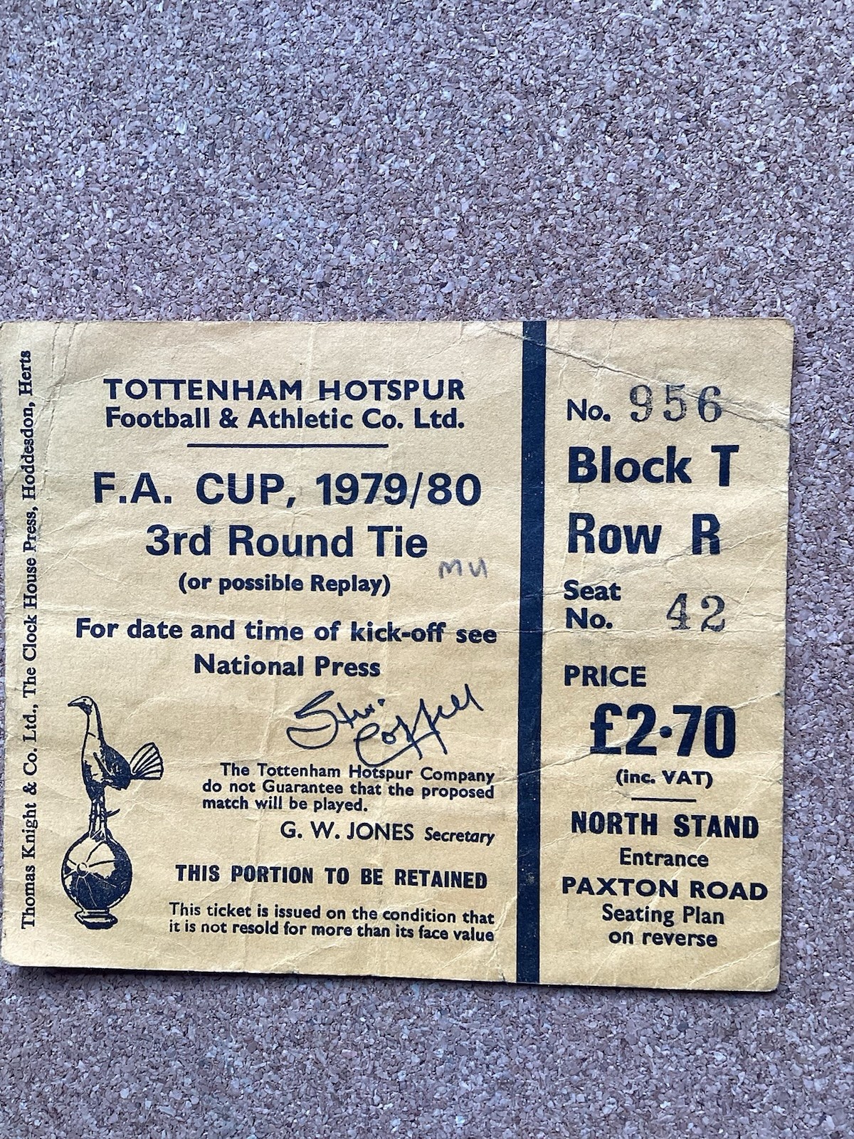 TICKET- Tottenham v Manchester United (FAC3) 5/1/1980 Steve Coppell Autograph for sale on Ebay