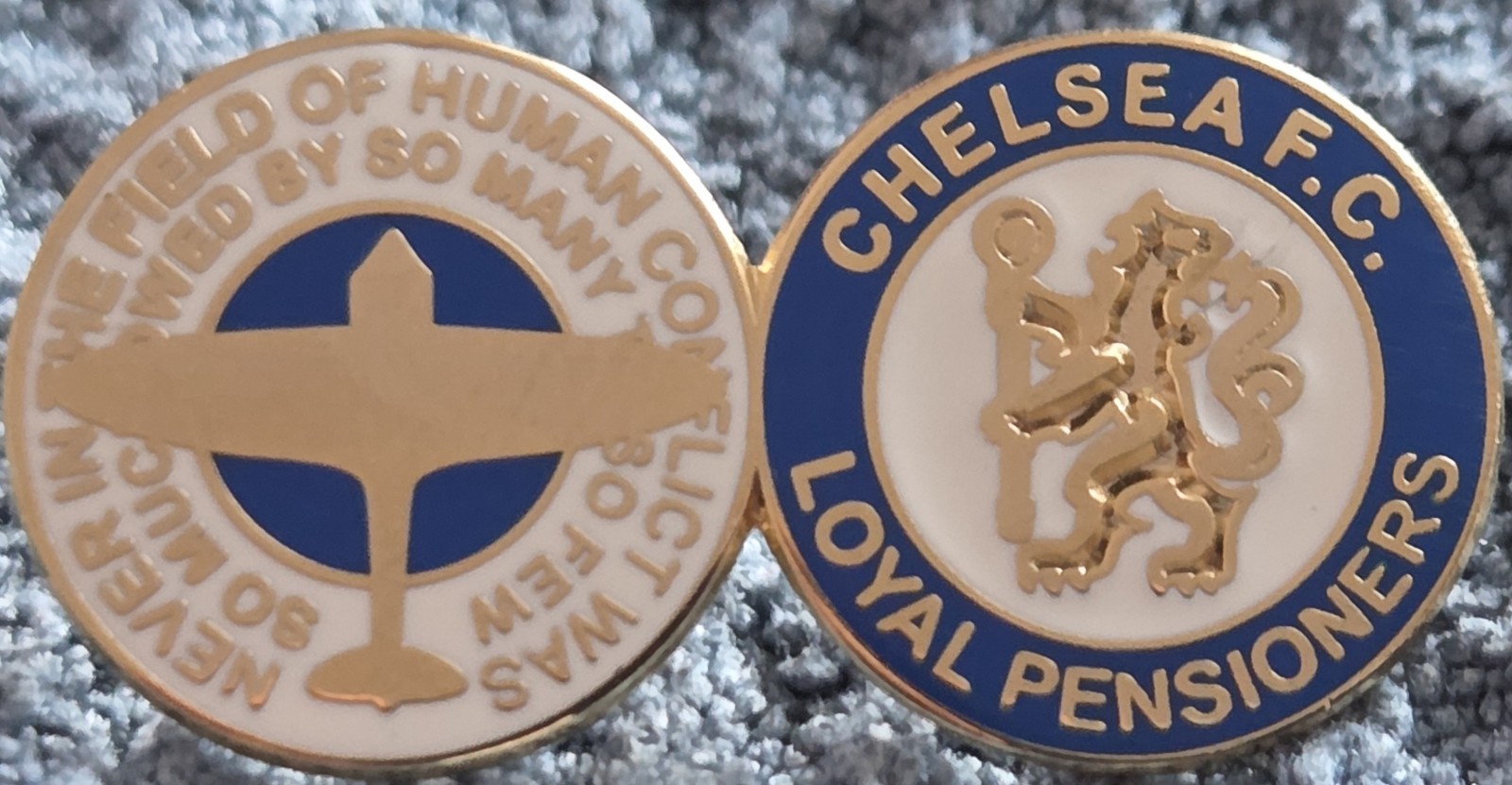 Chelsea FC Badge - CHELSEA WINSTON CHURCHILL QUOTE - LOYAL PENSIONERS BADGE  for sale on Ebay