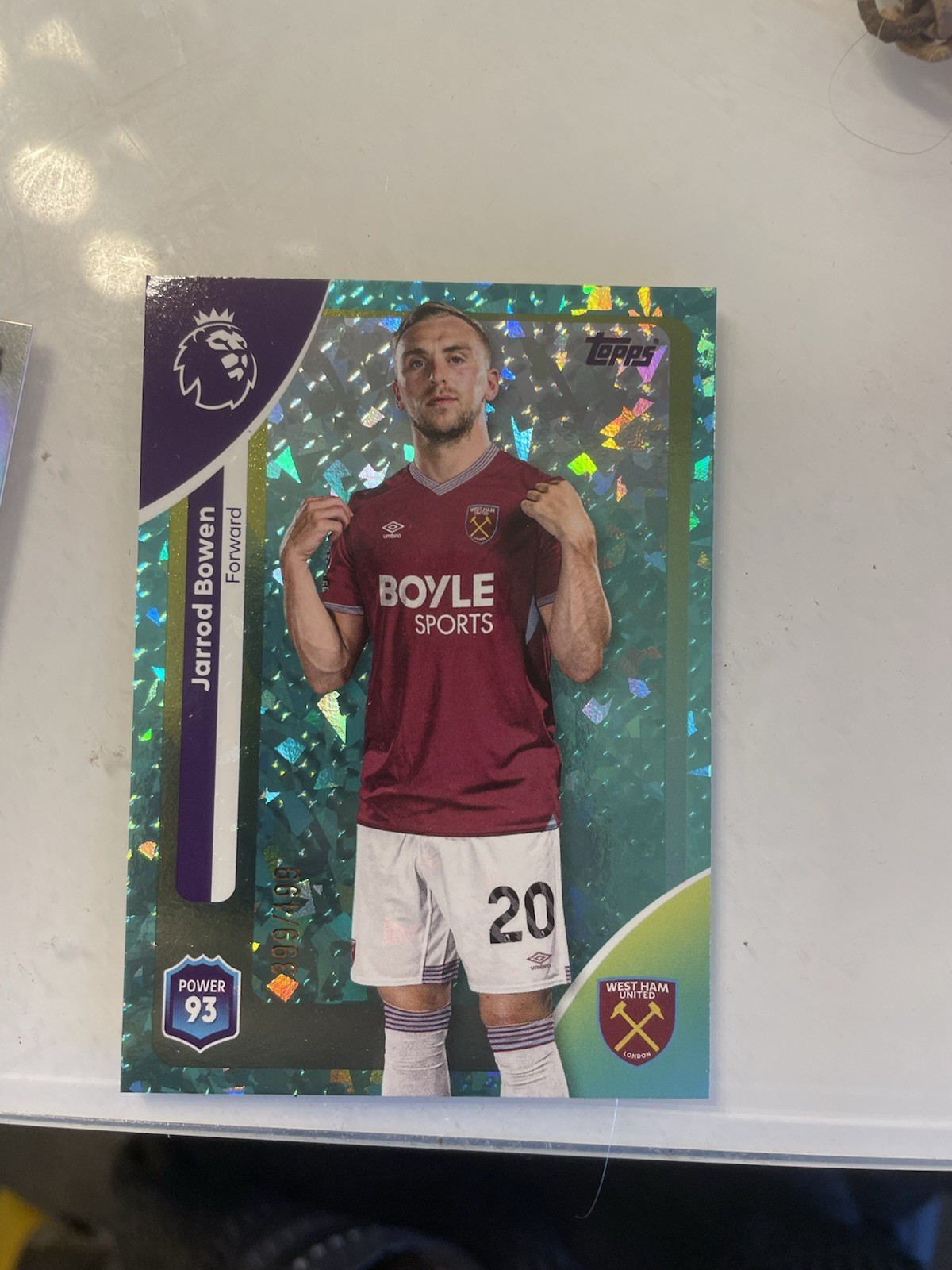 Topps Premier League 2026 Jarrod Bowen Aqua Sparkle 399/499 West Ham #284 for sale on Ebay