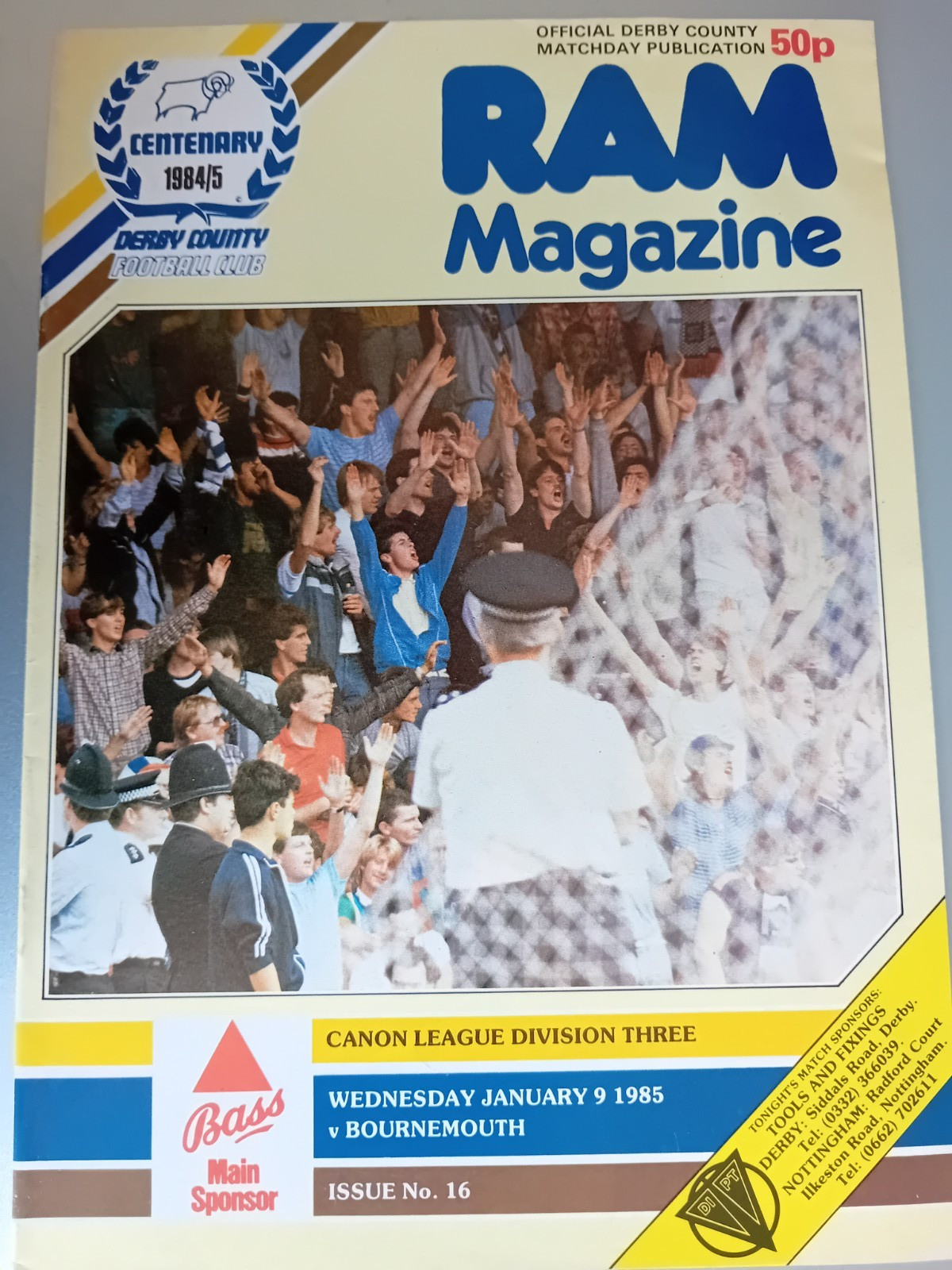 Derby County v Bournemouith 9th January 1985 for sale on Ebay