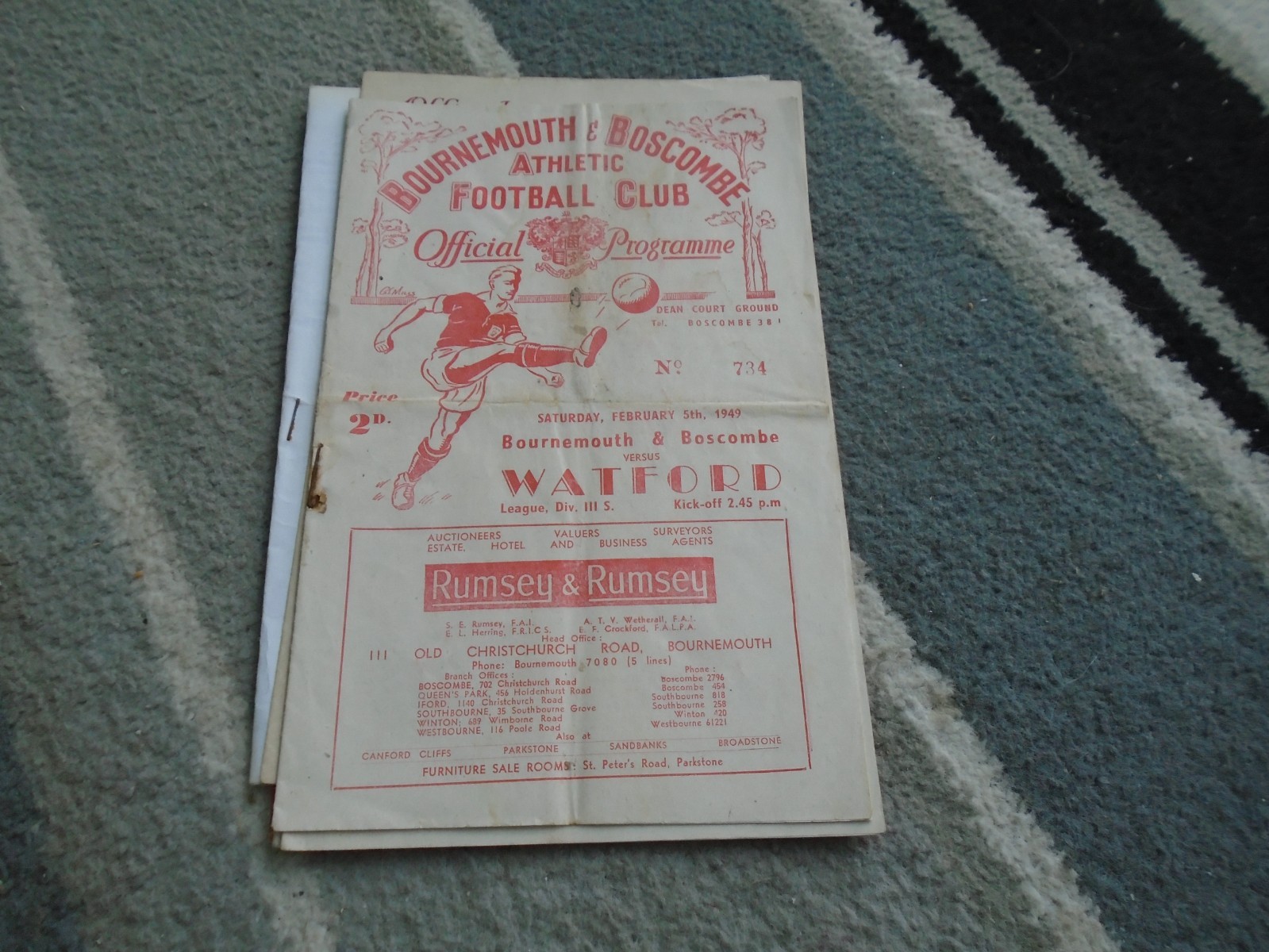 BOURNEMOUTH & BOSCOMBE V WATFORD 1948-9 for sale on Ebay