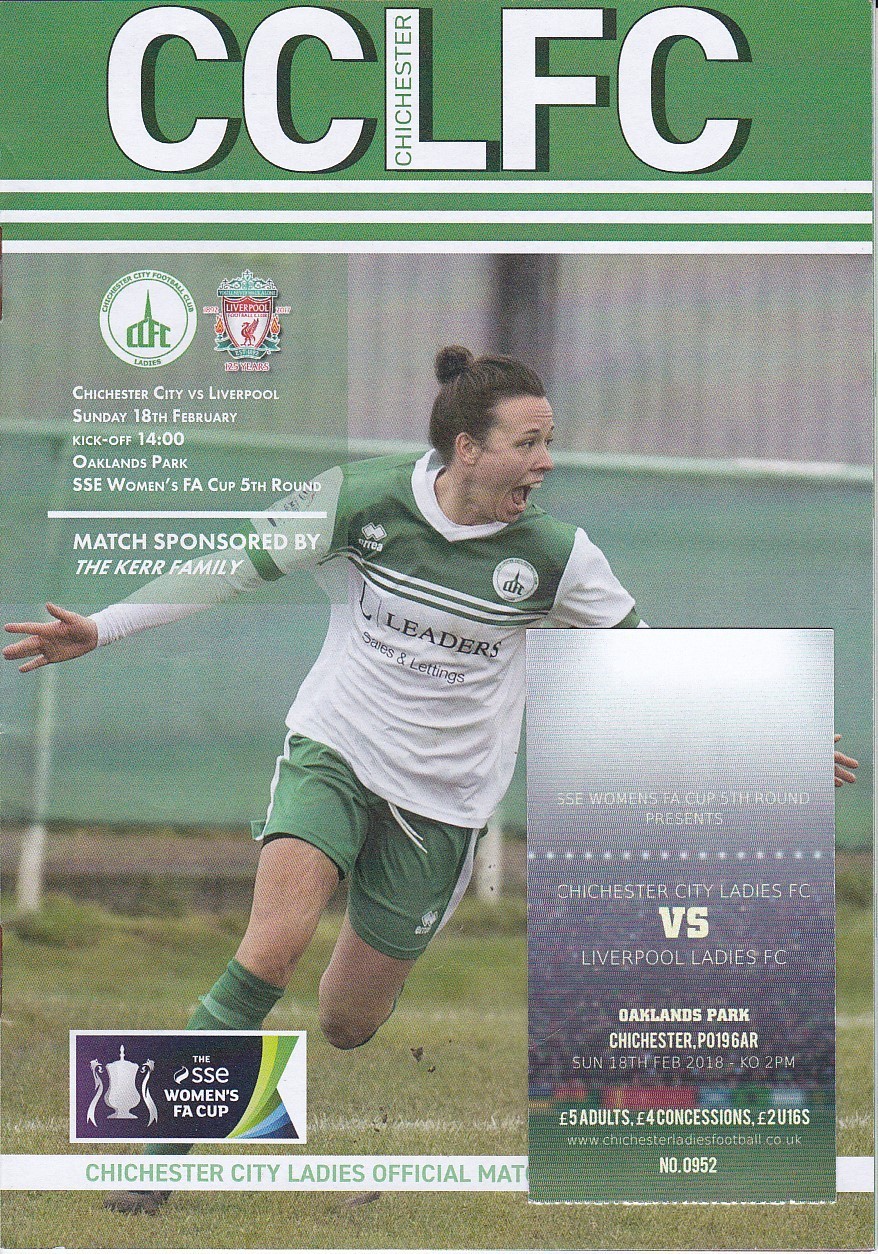 CHICHESTER CITY LADIES v  LIVERPOOL LADIES     Women's FA Cup.    18. 02. 2018 for sale on Ebay
