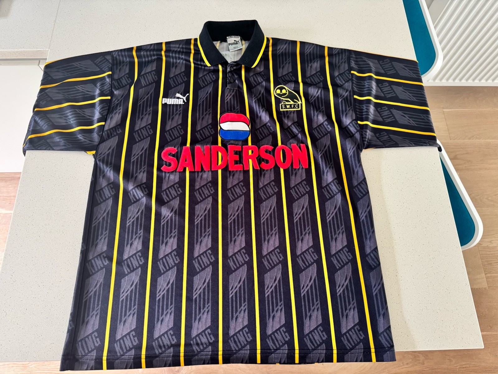 Sheffield Wednesday Original 93/94 Black & Gold Away Shirt, Adult Size XL. for sale on Ebay
