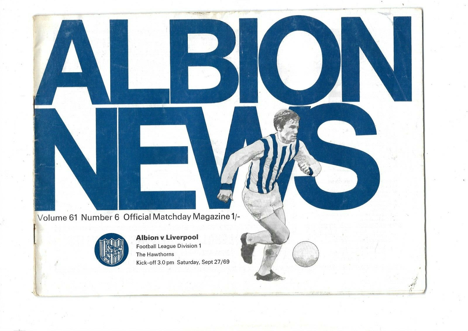 WEST BROMWICH ALBION V LIVERPOOL 27/09/1969 DIVISION 1  (16) for sale on Ebay