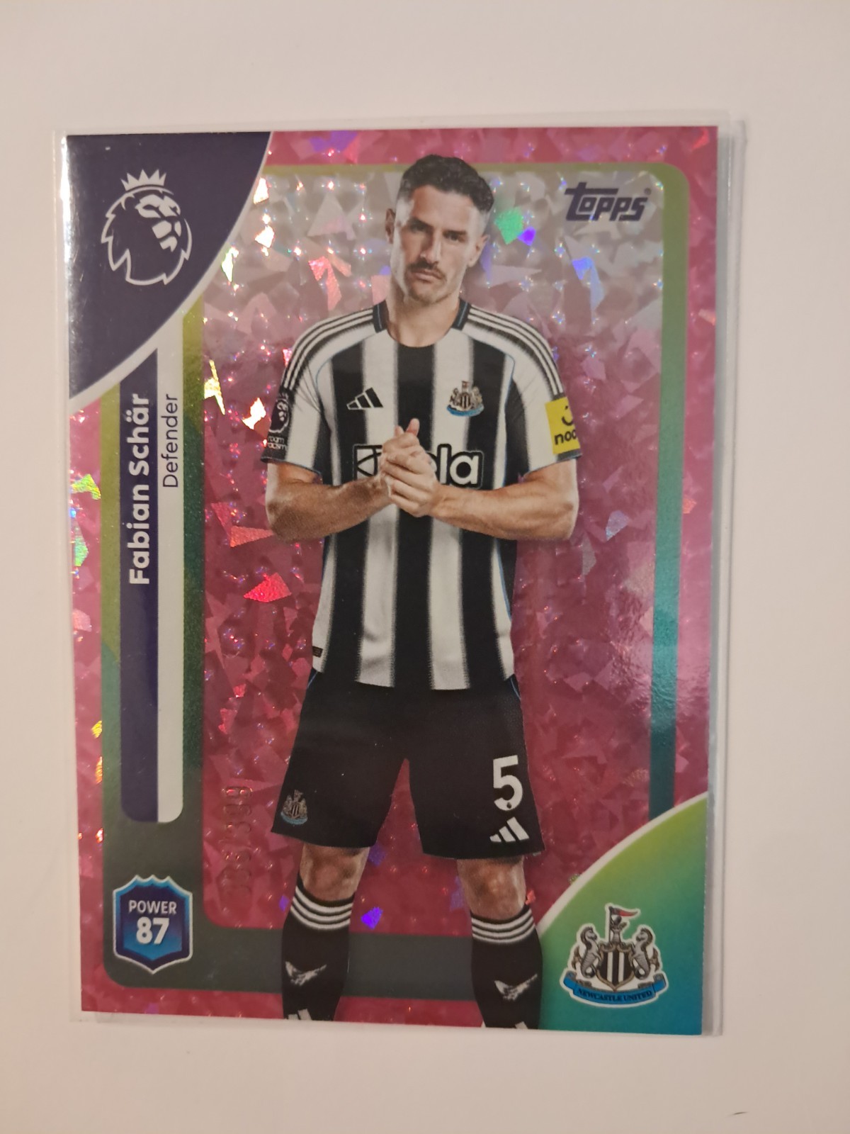 topps premier league 25/26 pink sparkle Newcastle Fabian Schar #336/399 for sale on Ebay