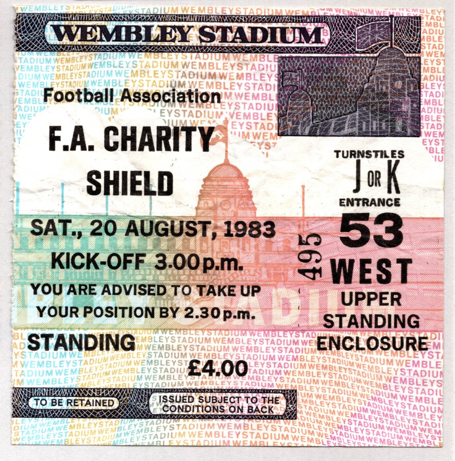 Liverpool v Manchester United 1983-1984 Charity Shield Match Ticket 20/08/1983 for sale on Ebay
