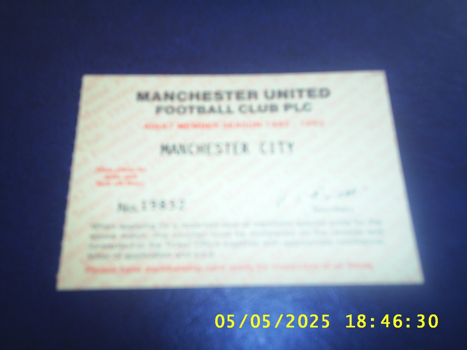 1992/3 MANCHESTER UNITED v MANCHESTER CITY 1st PREM SEASON MEMBER TICKET VOUCHER for sale on Ebay