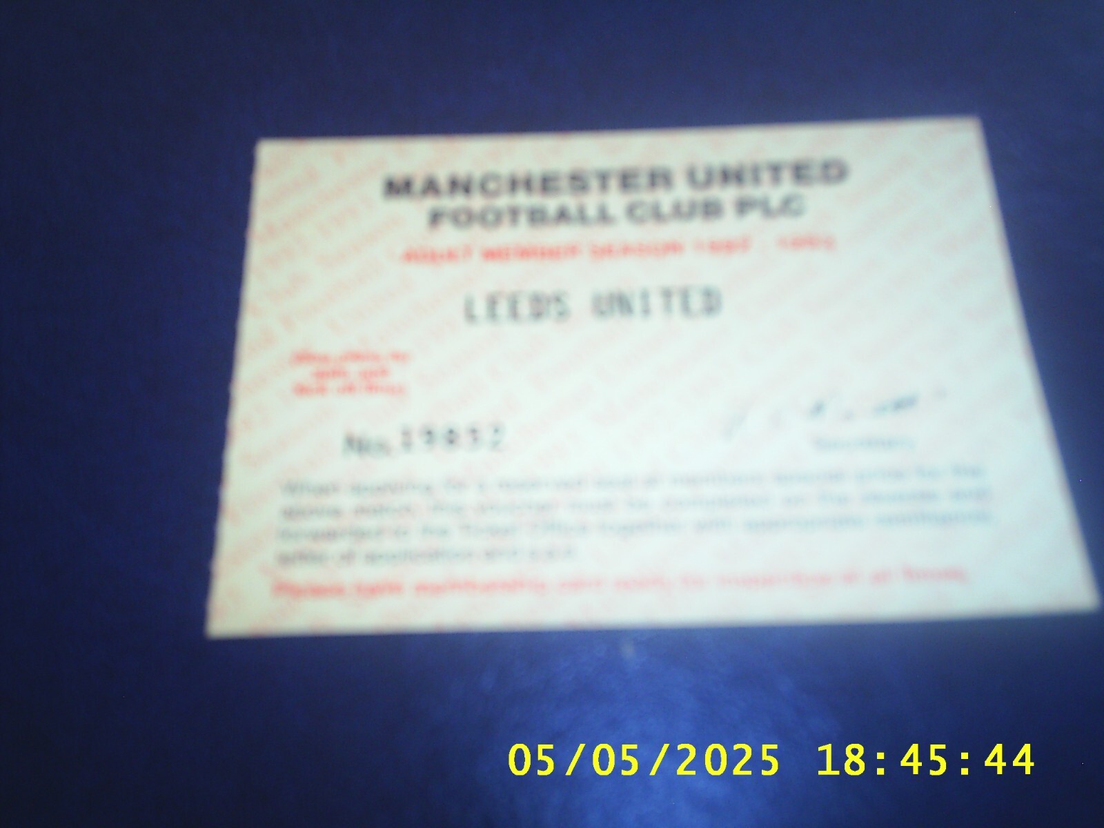 1992/93 MANCHESTER UNITED v LEEDS UNITED 1st PREM SEASON MEMBER TICKET VOUCHER for sale on Ebay