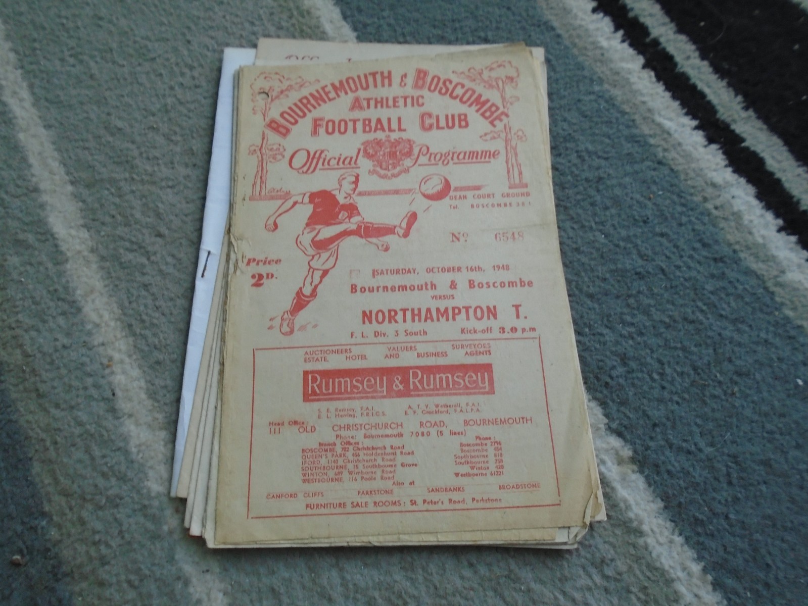 BOURNEMOUTH & BOSCOMBE V NORTHAMPTON TOWN 1948-9 for sale on Ebay