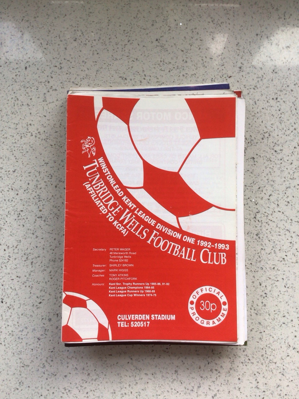 Tunbridge Wells v Sheppey United 30th Mar 1993 for sale on Ebay