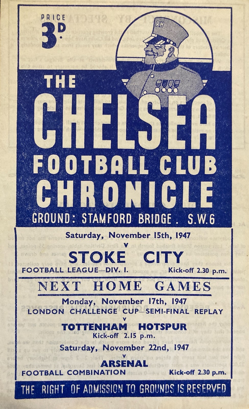 Chelsea v Stoke City Div 1 1947/48 for sale on Ebay