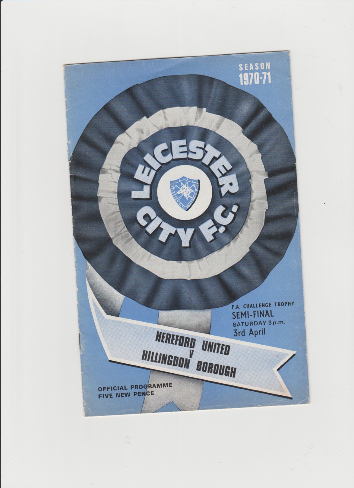 1970-71 Hereford United v. Hillingdon Borough - F A trophy S-F @ Filbert Street for sale on Ebay