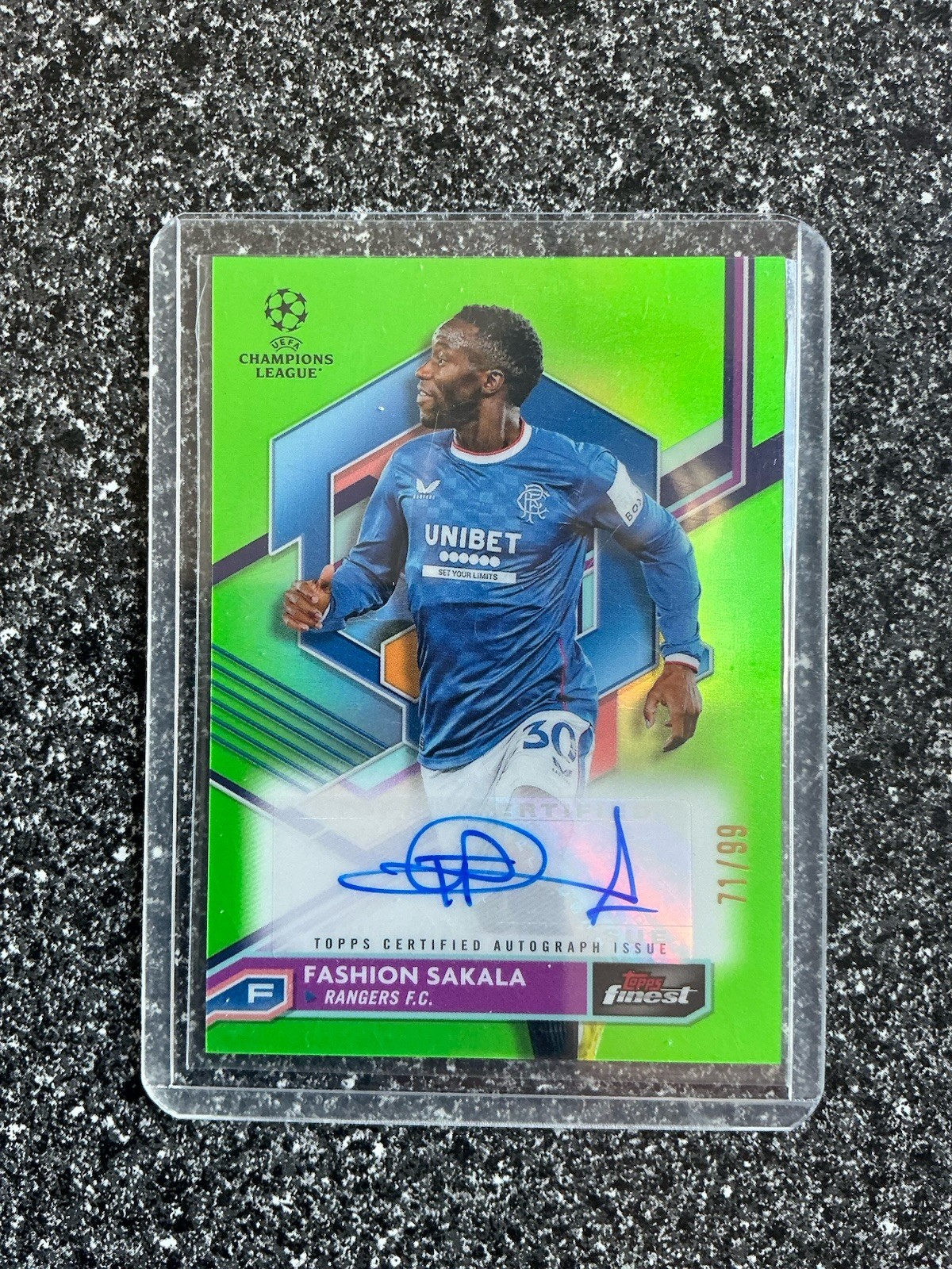 TOPPS FINEST UEFA 2022-23 FASHION SAKALA Green Auto /99 RANGERS for sale on Ebay