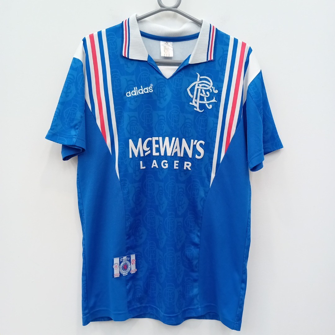 Adidas Rangers Football Shirt Size Medium Mens Retro 1996-97 Home Kit FLT22-CD for sale on Ebay