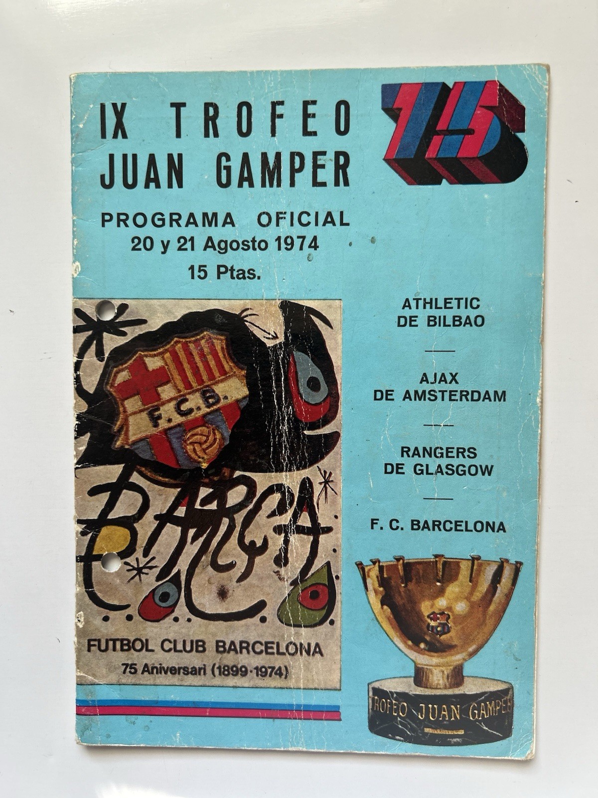 1974 BARCELONA TOURNAMENT INC RANGERS, BARCELONA, AJAX, ATH BILBAO for sale on Ebay