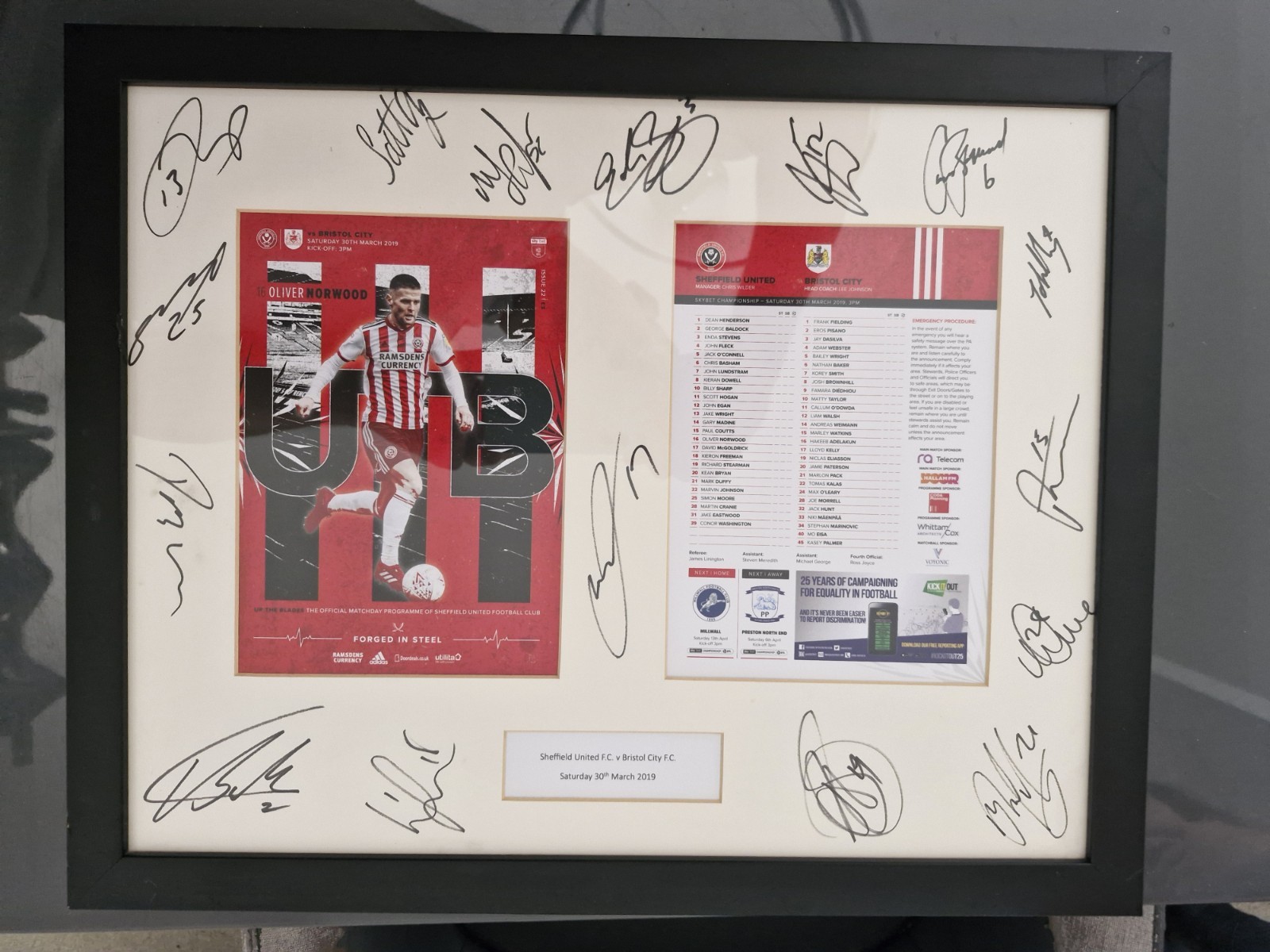 Signed Football Match Presentation Programme. Sheffield United Players Signed. for sale on Ebay