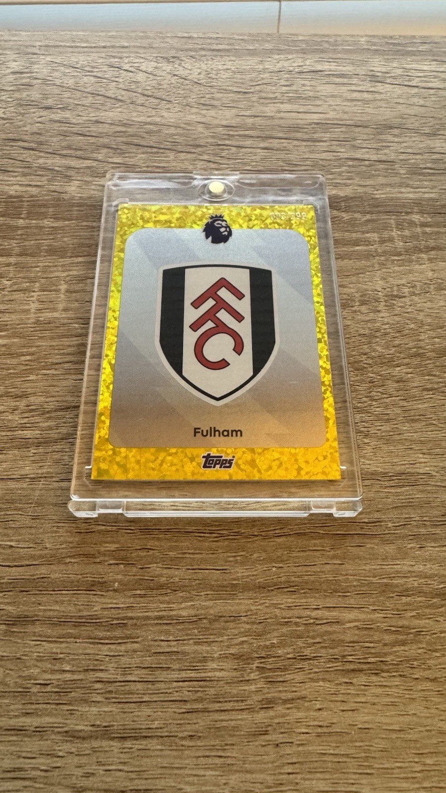 Topps Premier League 2026 Numbered 003/299 Fulham Yellow Sparkle Parallel Badge for sale on Ebay