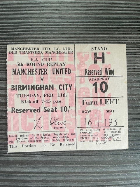 MANCHESTER UNITED v BIRMINGHAM FAC 68/9 for sale on Ebay