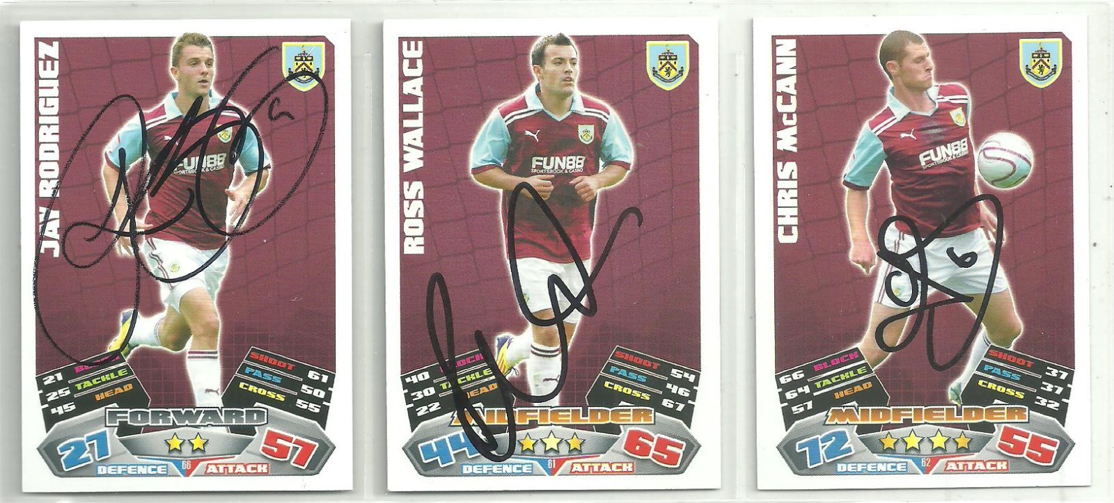 3 x BURNLEY - Signed Match Attax Cards for sale on Ebay