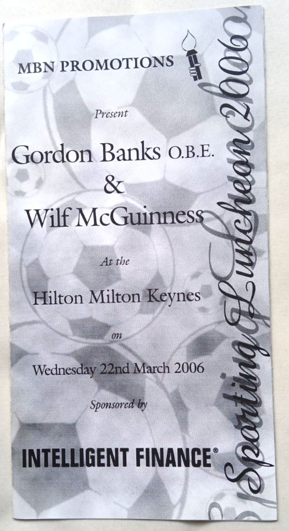 Gordon Banks / Wilf McGuiness signed menu 2006 for sale on Ebay
