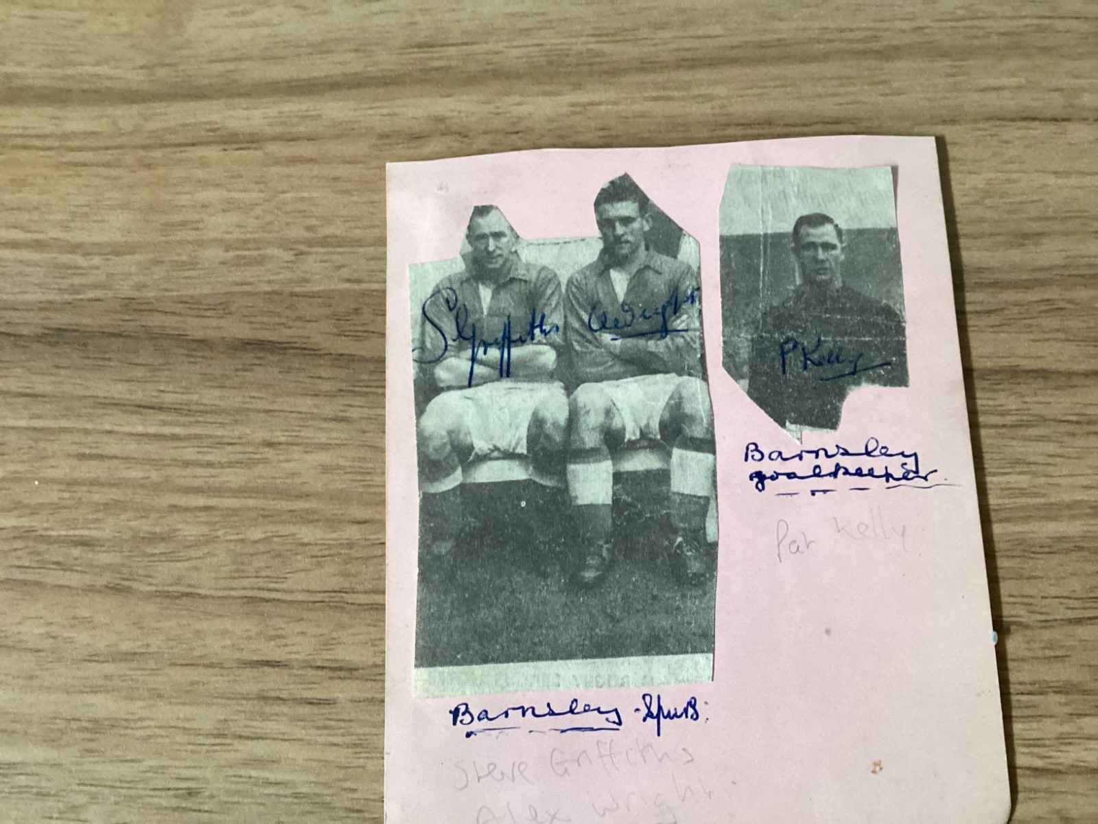 BARNSLEY FOOTBALL CLUB AUTOGRAPHS 1949 KELLY GRIFFITHS WRIGHT  for sale on Ebay