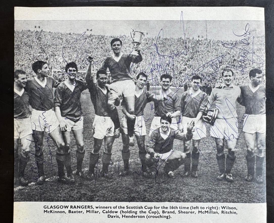 RANGERS Team signed 1962 Cup Winners Photo BAXTER CALDOW BRAND SHEARER McKINNON for sale on Ebay
