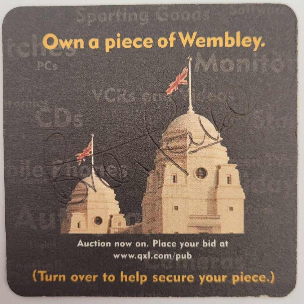 Wembley Stadium BEERMAT, ORIGINALLY SIGNED by BRIAN TALBOT (England)! for sale on Ebay