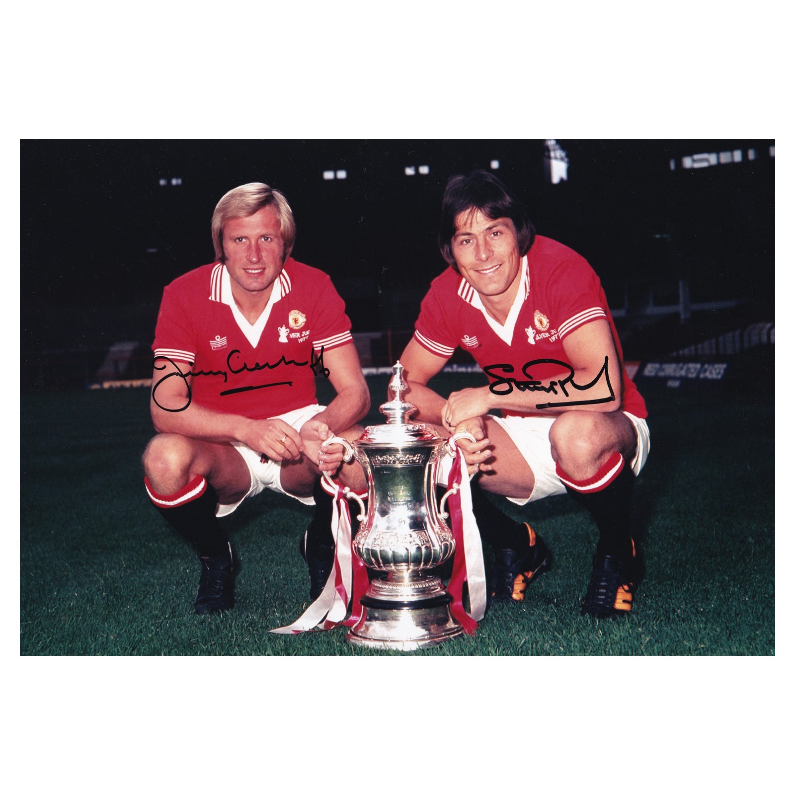 Jimmy Greenhoff & Stuart Pearson Signed Manchester United Photo COA for sale on Ebay