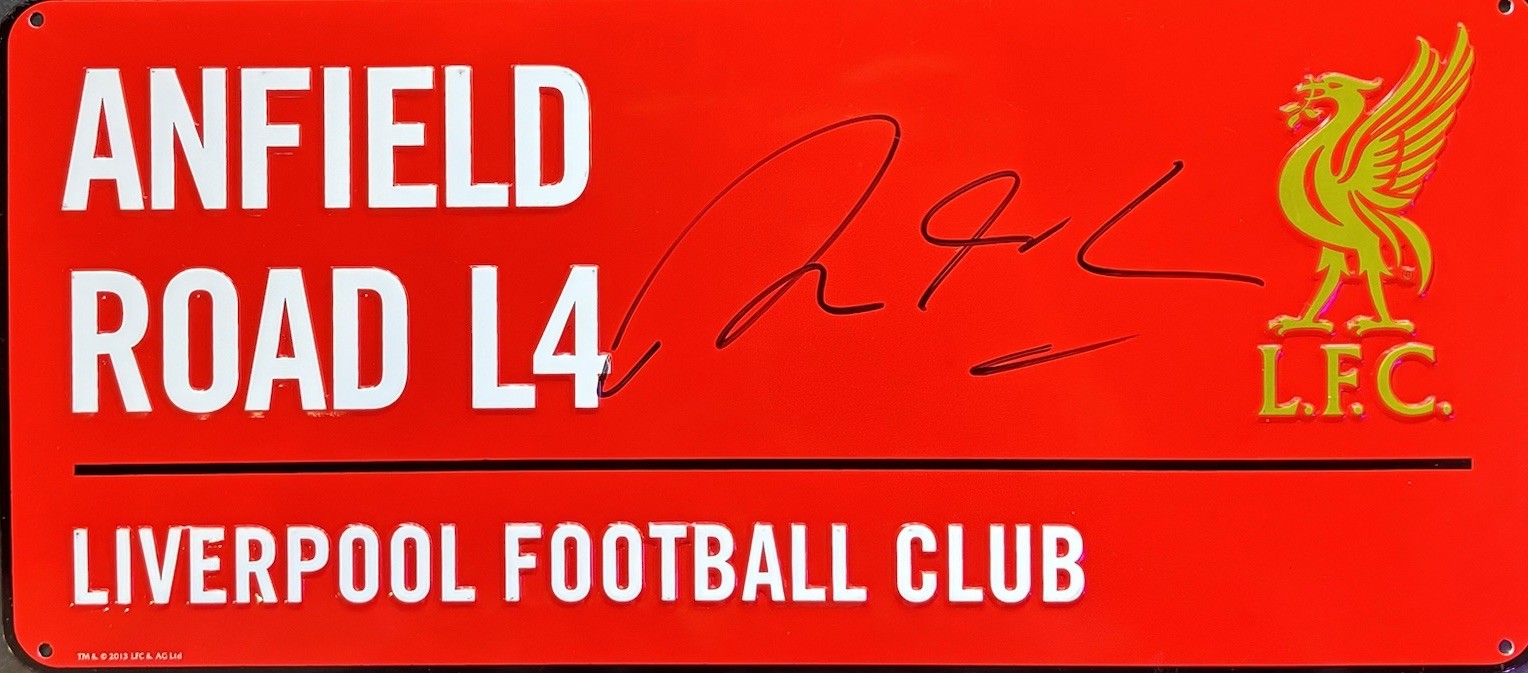 Robbie Fowler signed Anfield Liverpool Street Sign / COA for sale on Ebay