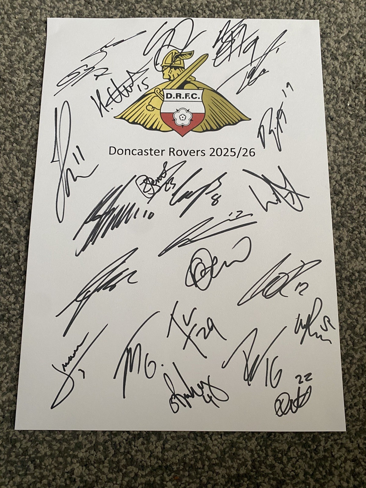 Doncaster Rovers Football Club 2025/26 A4 Signed Sheet including Molyneux Bailey for sale on Ebay