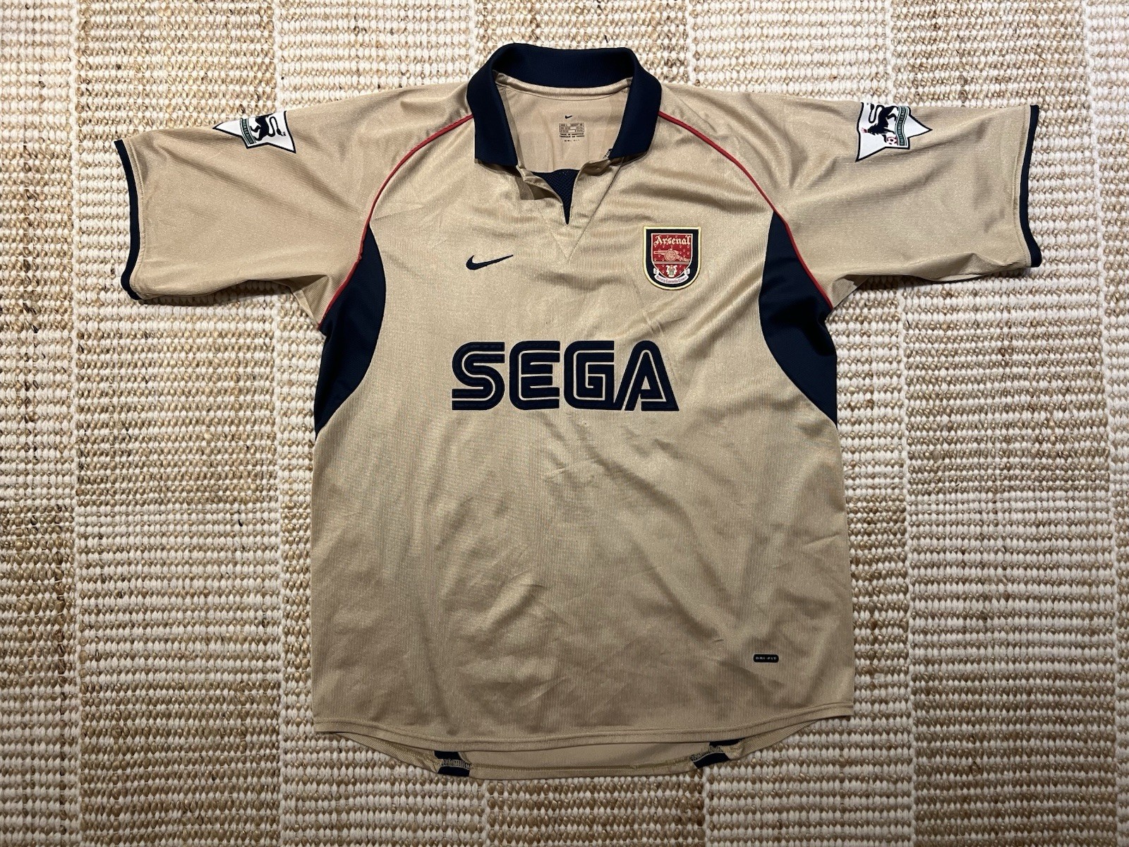 Authentic Arsenal #14 Henry Gold Sega Away Football Shirt 2001/02 Nike Large ✅ for sale on Ebay