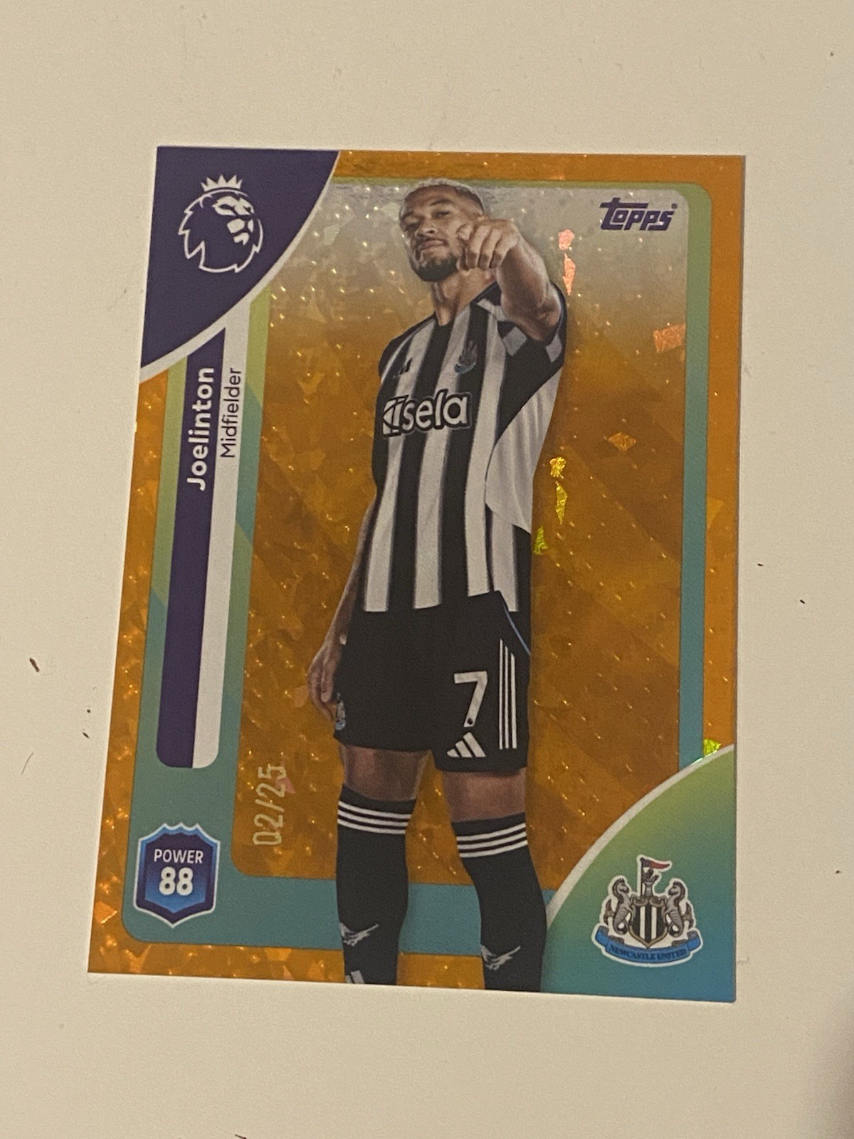 Joelinton Topps 2025/26 Orange Parallel Newcastle United 02/25 for sale on Ebay