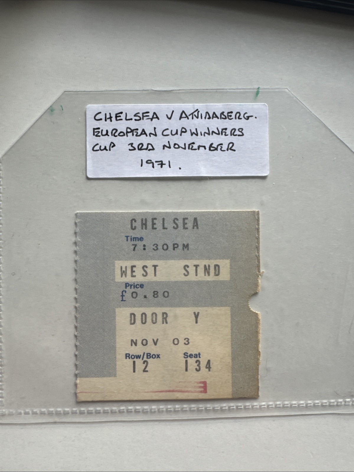 RARE TICKET 1971 CHELSEA v ATVIDABERG EUROPEAN CUP WINNERS CUP 3rd ROUND for sale on Ebay