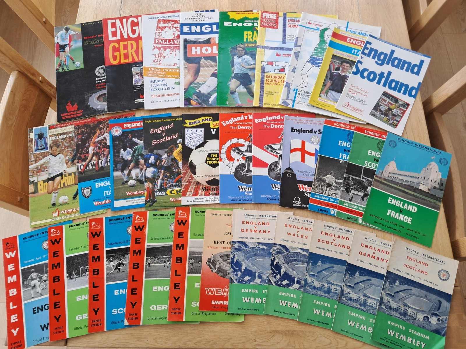 ENGLAND SCHOOLS 31 HOME PROGRAMME BUNDLE FROM THE PERIOD 1956 - 1994 for sale on Ebay