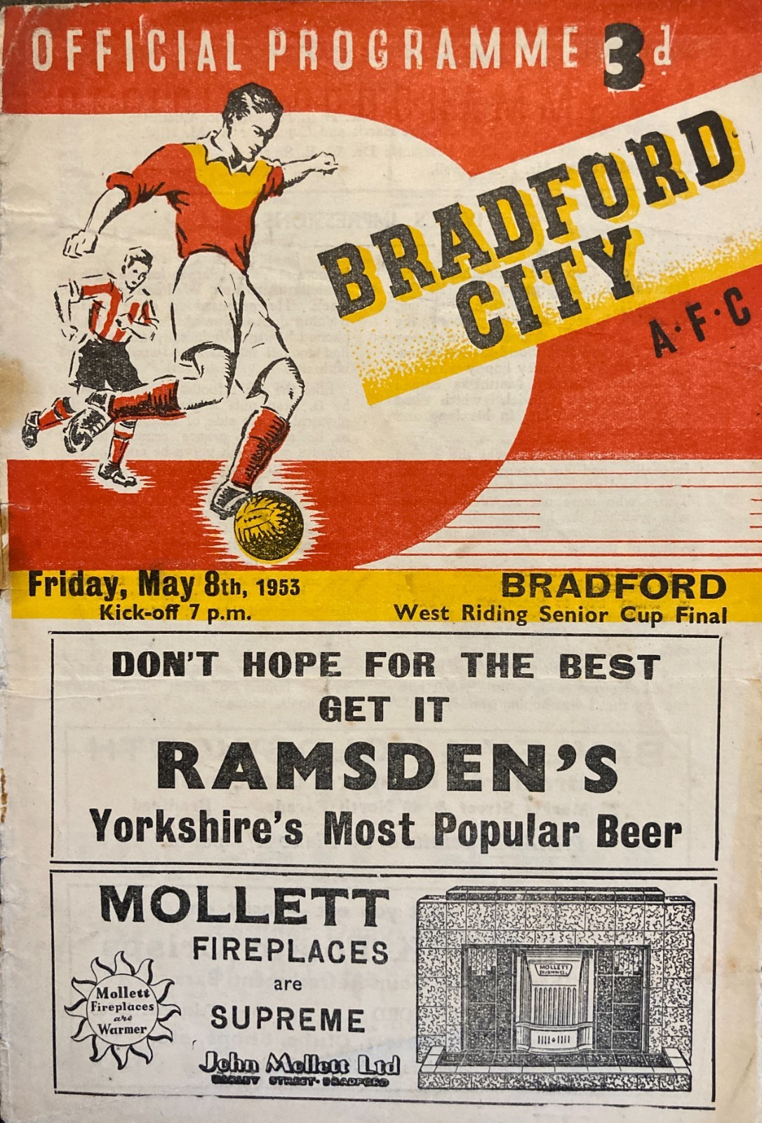 Bradford City v Bradford Park Avenue West Riding Senior Cup Final 1952/53 for sale on Ebay