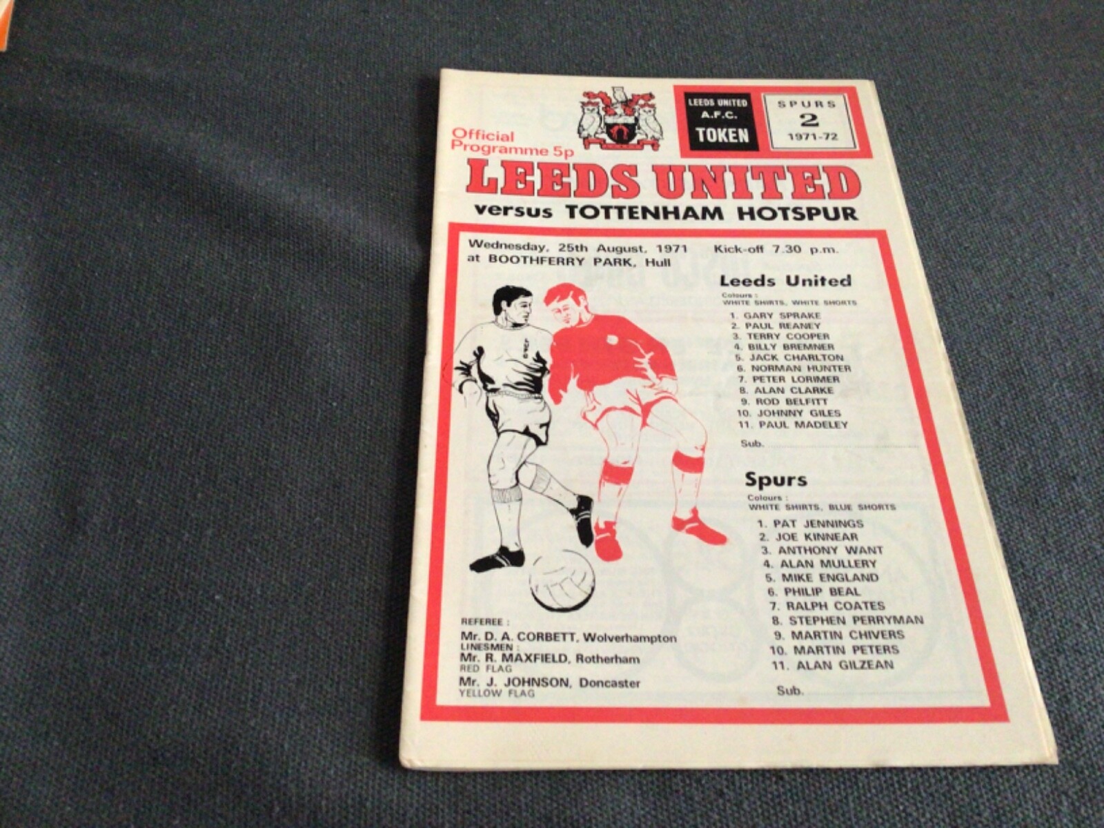 Leeds united v Tottenham Hotspur  25/8/71 At boothferry Park,hull xxx for sale on Ebay